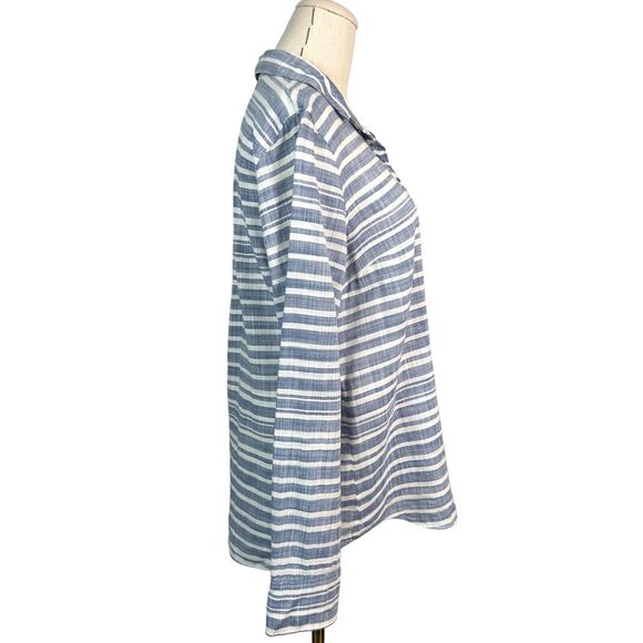 J.Crew Boy Button-Up Top Womens M Cotton Striped Long Sleeves‎ Collared - Picture 2 of 9